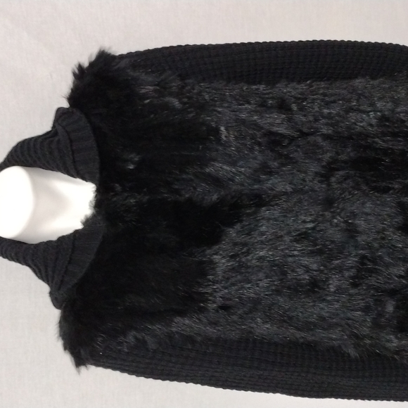 Le Rok Luxe Rabbit Fur Cardigan Sweater Jacket With Hoodie Medium - Picture 4 of 11